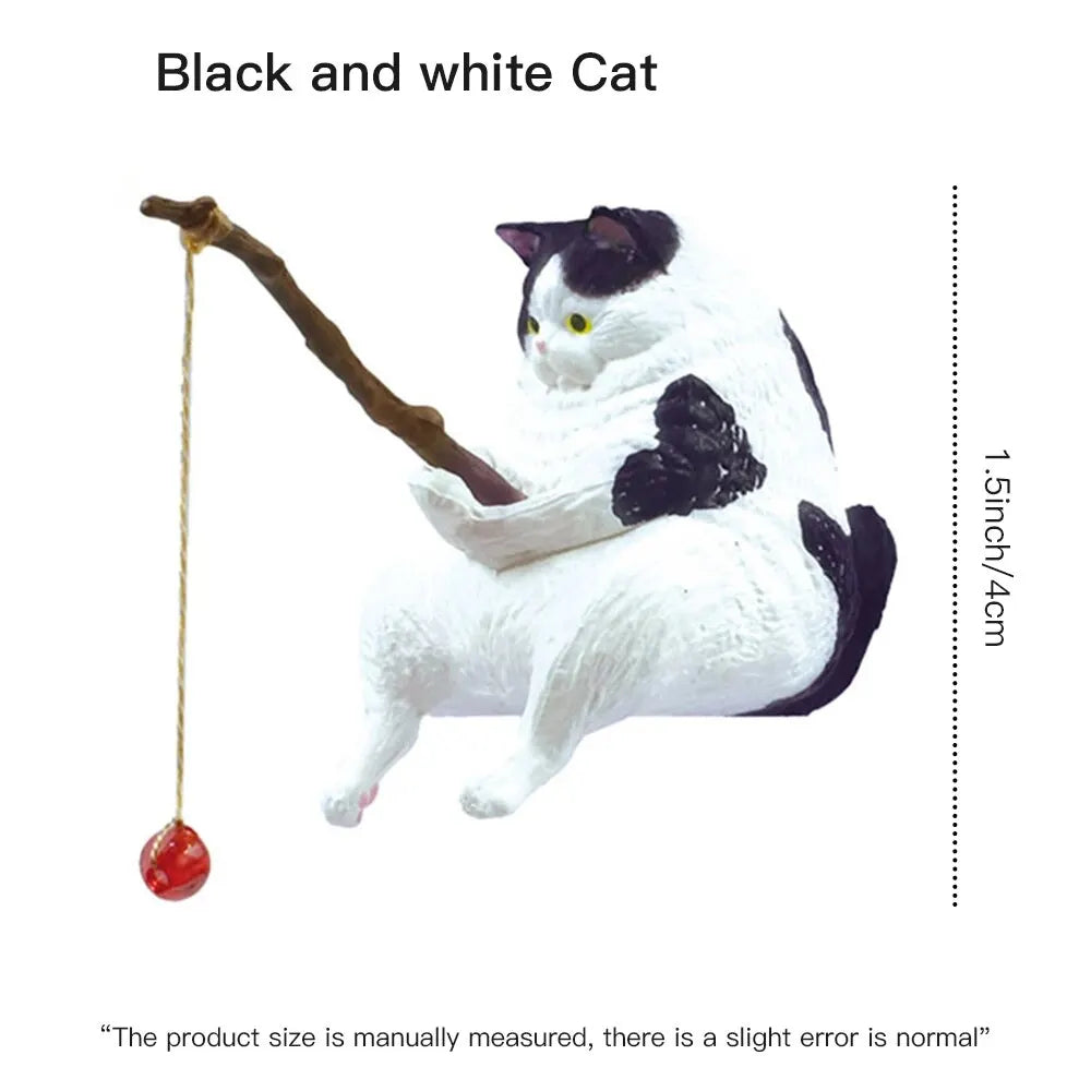 Fish Tank Fishing Cat Hanging Creative Landscape Office Ornaments Fishing Fun Mini Decorative Micro-Landscape