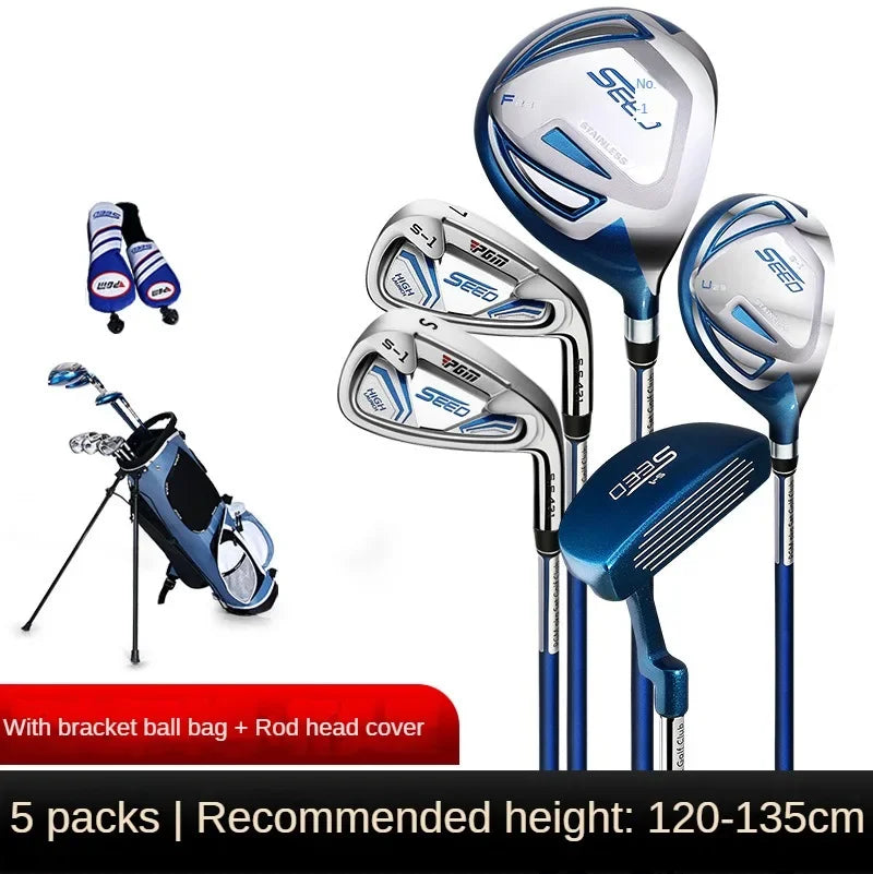 PGM child Golf Club Sets kids Learning Iron Carbon Putter Headcover Bracket Bag 120-165cm Height Boy Kids Junior Clubs JRTG005