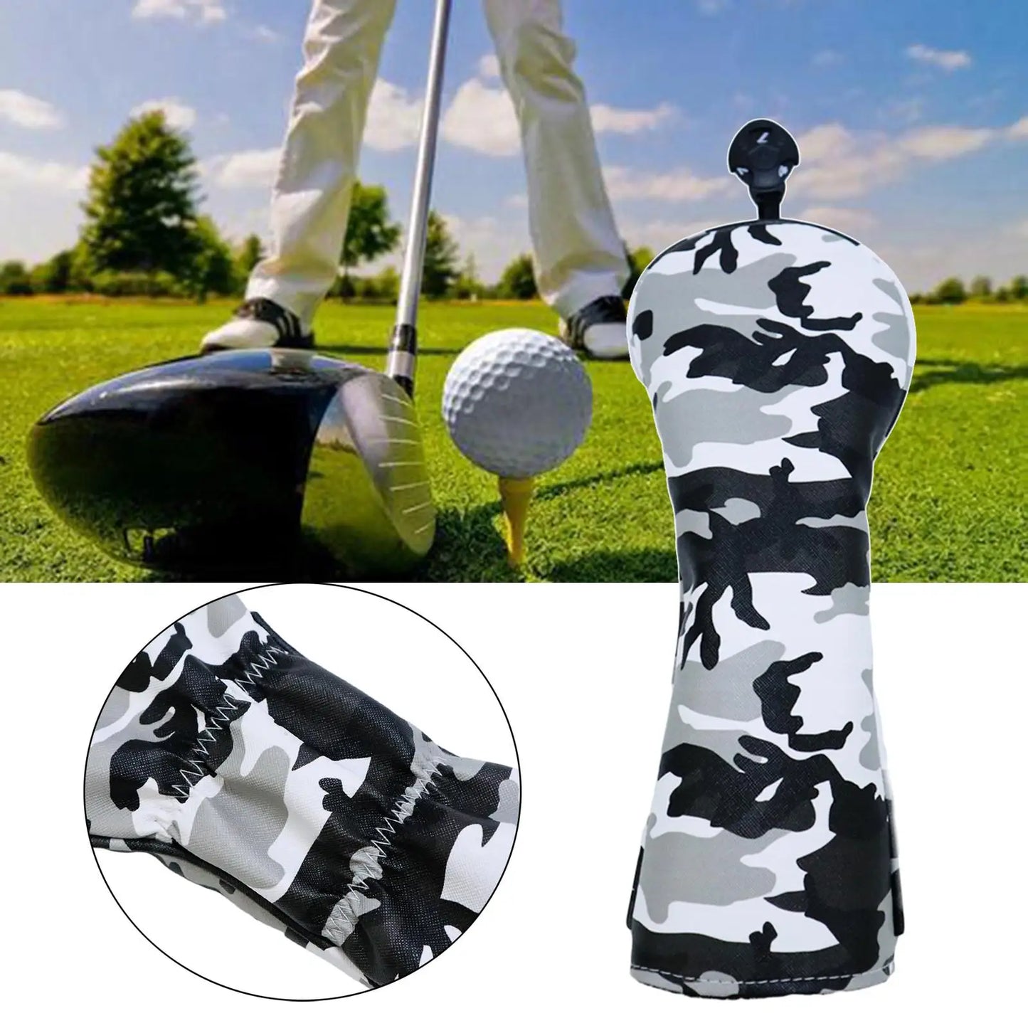 Durable Camo Golf Wood Head Cover Driver Fairway Headcover Sleeve Protector
