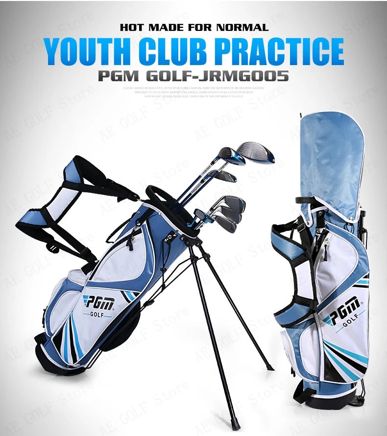 PGM child Golf Club Sets kids Learning Iron Carbon Putter Headcover Bracket Bag 120-165cm Height Boy Kids Junior Clubs JRTG005
