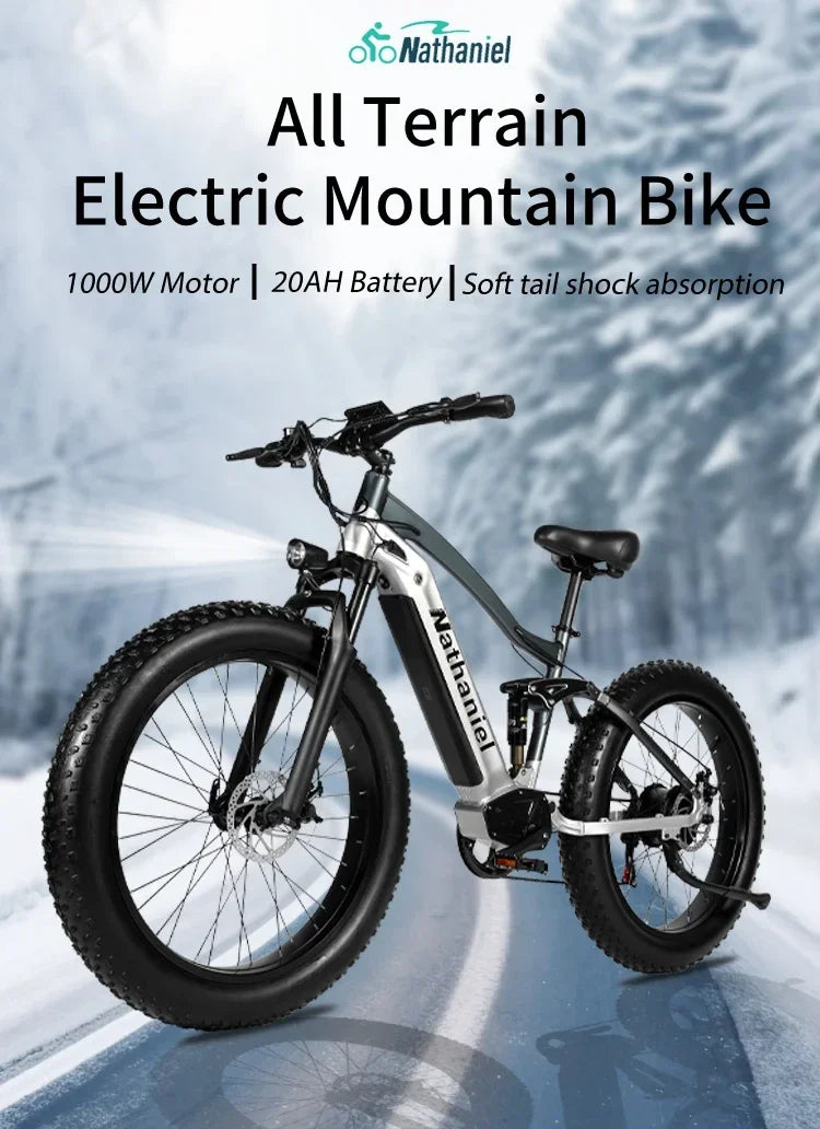 CHINA US 1000W Off-road Electric Bike 26 inch 4.0 Fat Tire Outdoor Sports Mountain Bike 20Ah Battery Adult Bike 40km/h ebike