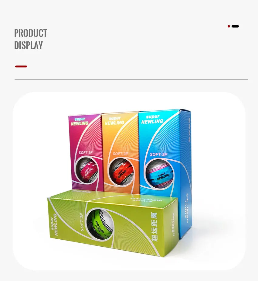 3pcs/box Supur NEWNING Golf Games Ball Three layer Ball for Professional Competition Game Gift for Golfers 4 Colors