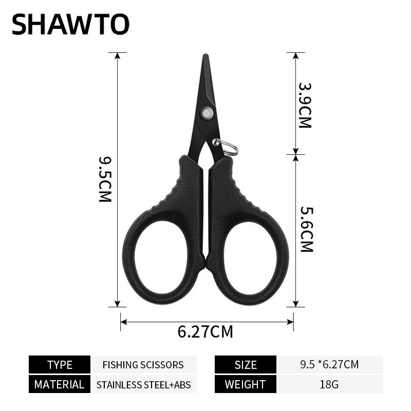 Shawto Titanium Coating Stainless Steel Fishing Scissor Plier Cut PE Braid Line Cutter Plies Carp Fishing Accessories Tools