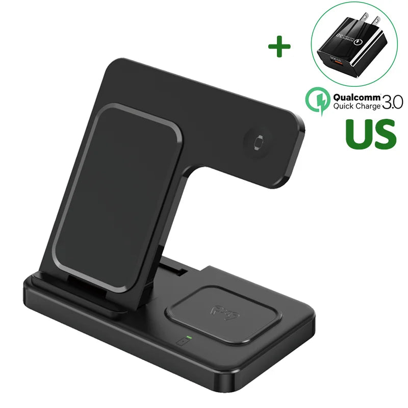 Fast 3 in 1 Wireless Charging Station Foldable Phone Wireless Charger Stand Pad for iPhone 16 15 14 13 12 Pro AirPods iWatch 1-9