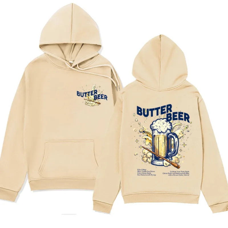 BUTTER BEER Unisex Hoodies Wizard World Drink Themed Gift Sweatshirts Fashion Oversized Streetwear Hoodie Men Fleece Pullover