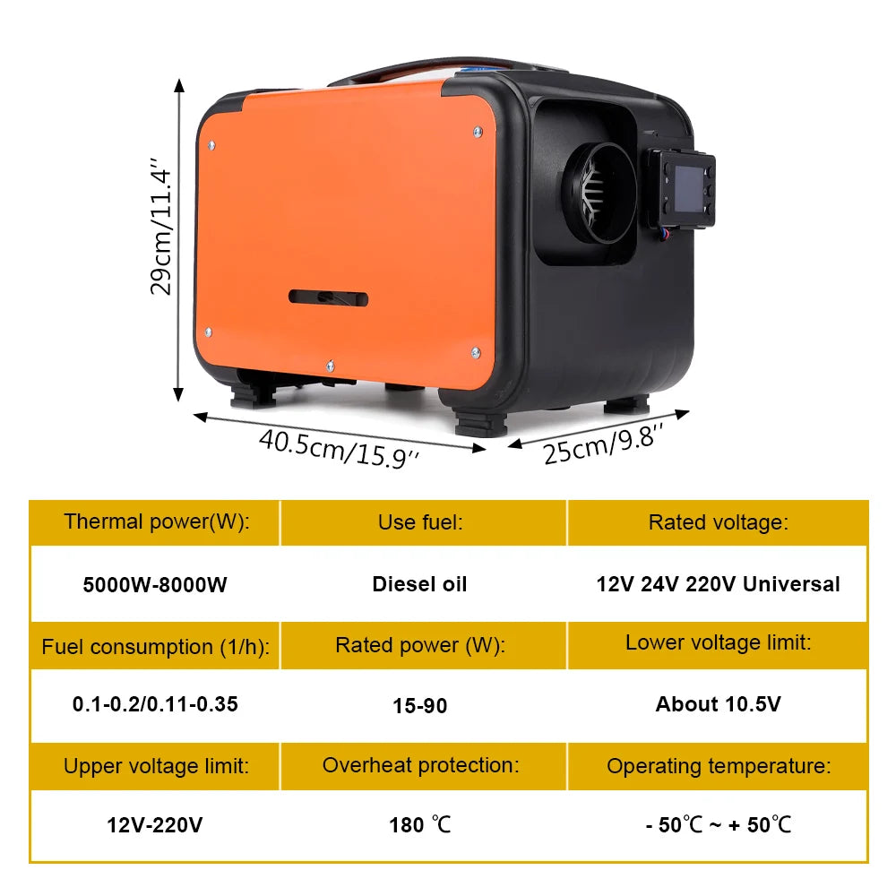 5KW-8KW Car Heater 12V/ 24V/ 220V 3in 1 Car Air Diesel Heater For Bus Auto Boats Trucks RV Ships Air Diesel Parking Heater