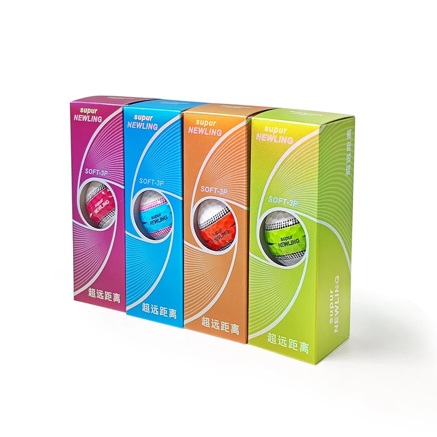 3pcs/box Supur NEWNING Golf Games Ball Three layer Ball for Professional Competition Game Gift for Golfers 4 Colors