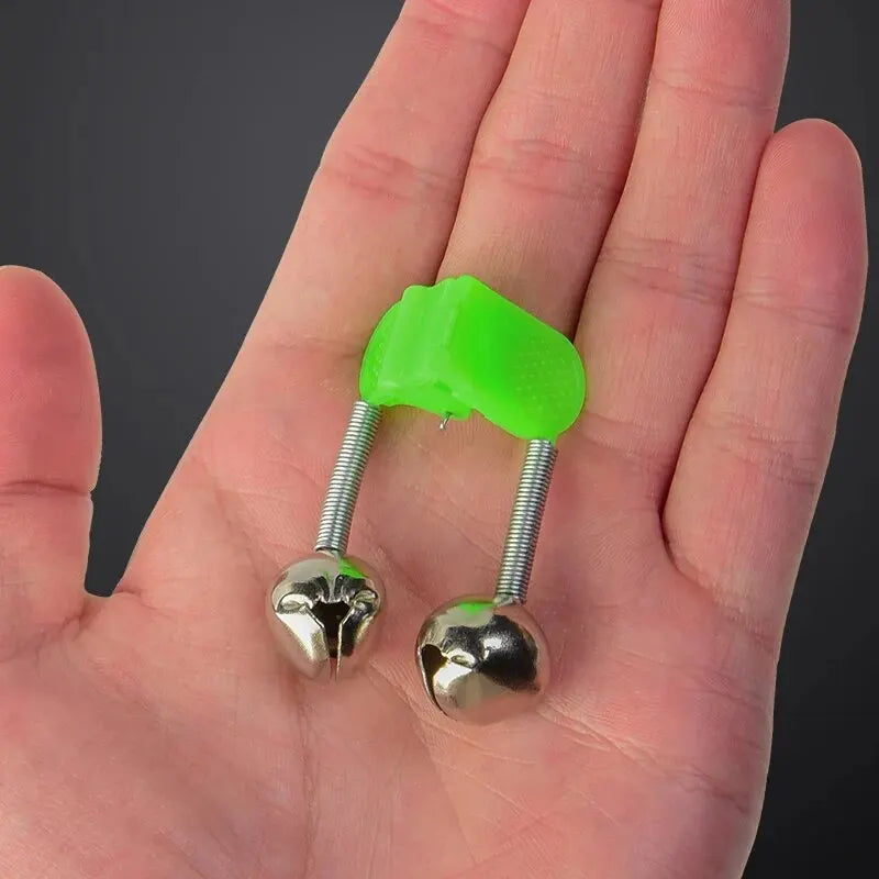 5/10pcs Fishing Bite Alarms Fishing Rod Bells Tip Clip Bells Ring Green ABS Fishing Accessory Outdoor Pole Fish Bites Indicators