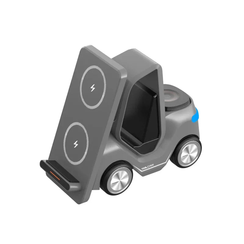 Small Forklift Wireless Charger Fast Charging Charging Station 3 in 1 High Speed Charger Base Stand for Cell Phone IWatch Airpod