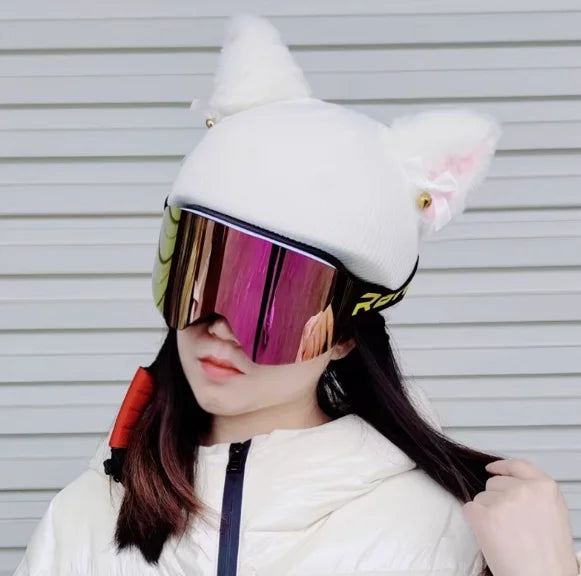 Ski Helmet Cover Cute Cartoon Warm Personality Single Double Board Helmet Cap Bicycle Helmet Doll Decoration Windproof Cover