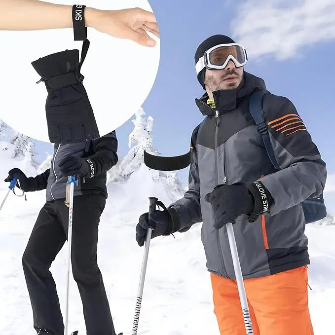 Skiing Sport Glove Straps Elastic Wrist Leash Glove Strap Handcuffs Glove Strap for Ski Snowboarding Mountaineering Accessories