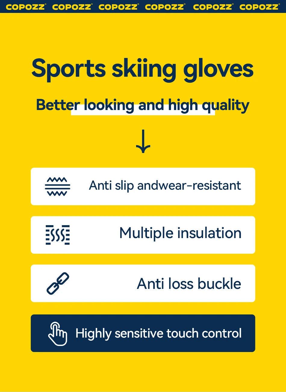 COPOZZ 3M Thinsulate Thick Adult Teenage Professional Snowboard Ski Gloves Windproof Winter Warm Thermal Snow Mittens Snowmobile