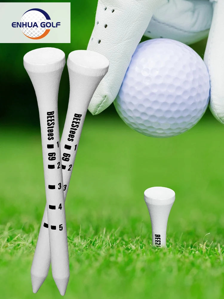 Golf Tees 70mm Wood 100 PCS Professional White Wooden Striped Digital Scale Golf Tees 83mm White Golf Wood Tee Golf Accesories