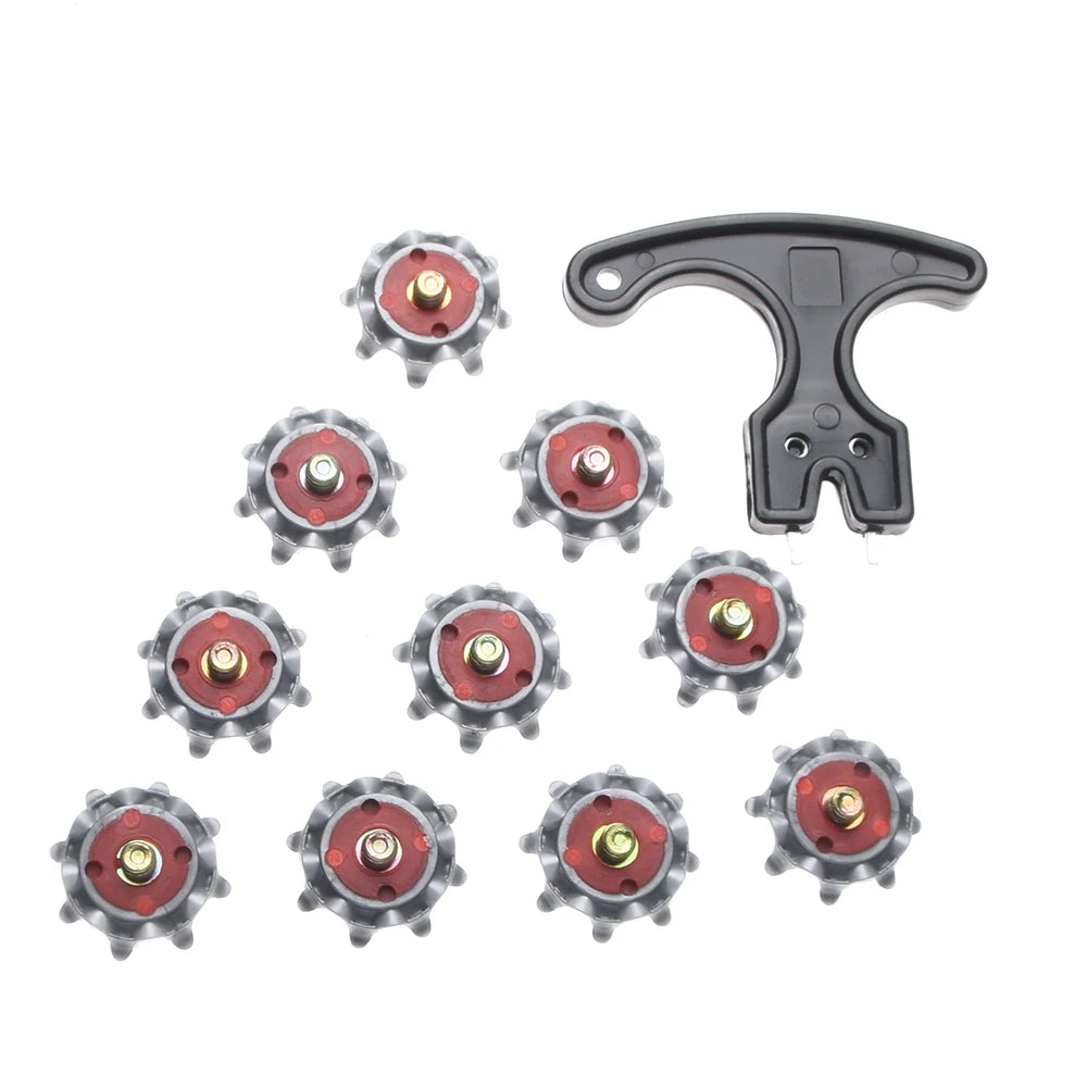 10Pcs Soft Golf Shoe Spikes Metal Thread Studs Replacement Twist Shoe Spikes Replacement Set With Wrench Tool