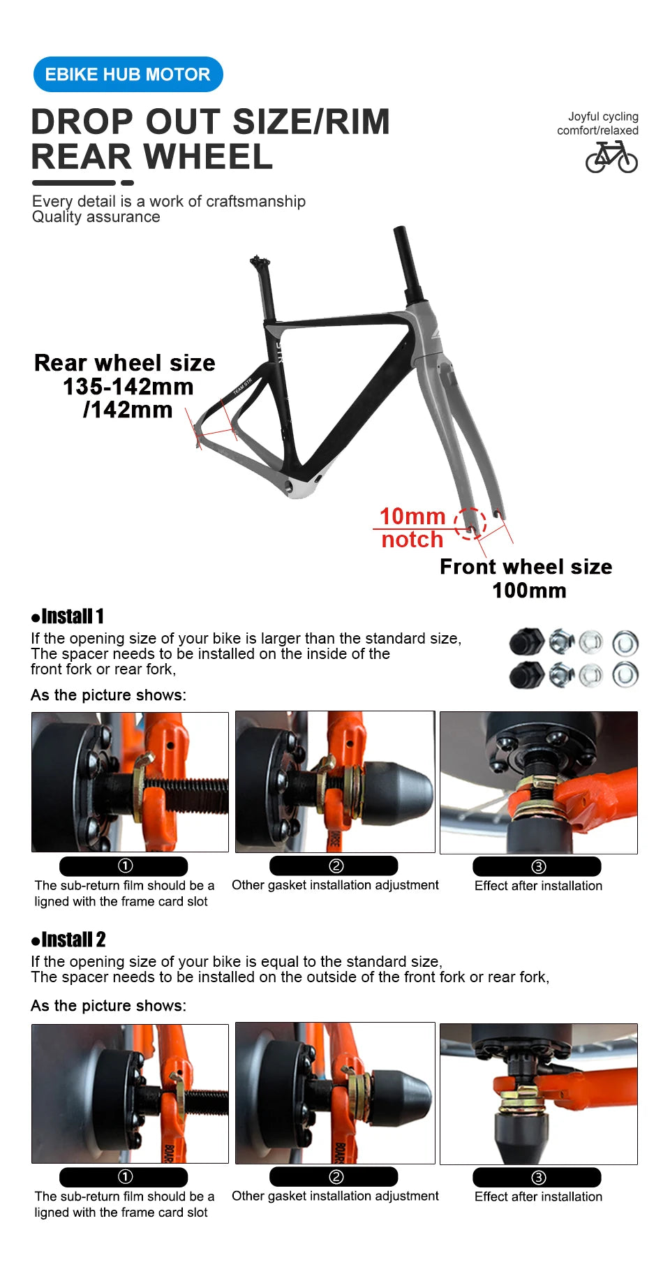 Electric Bike Motor 48V 2000W/1000W/1500W Brushless Non-gear Hub Motor for Ebike Conversion KIt and Scooter