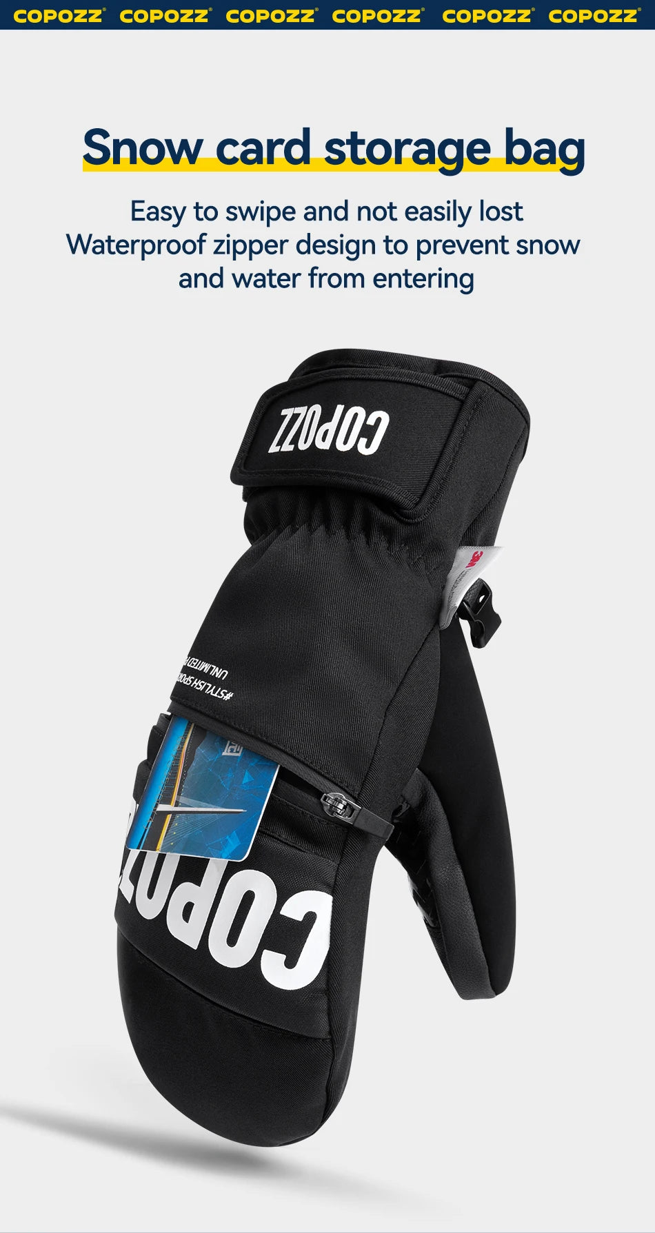 COPOZZ 3M Thinsulate Thick Adult Teenage Professional Snowboard Ski Gloves Windproof Winter Warm Thermal Snow Mittens Snowmobile