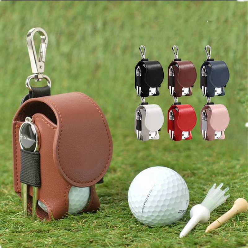 Leather Golf Ball Pouch Bag - Stylish and Practical