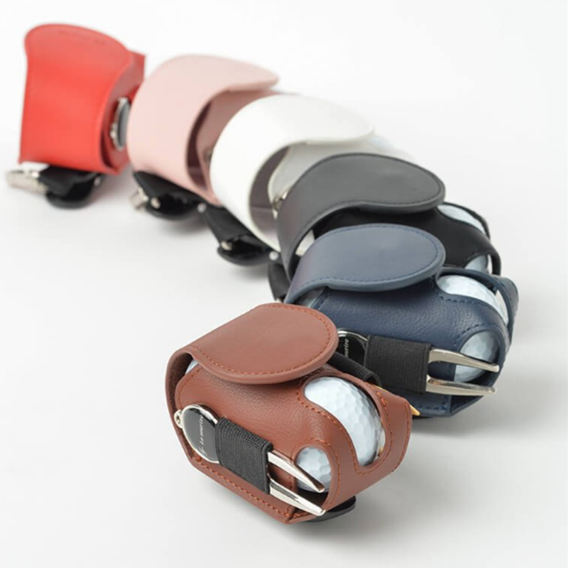 Leather Golf Ball Pouch Bag - Stylish and Practical