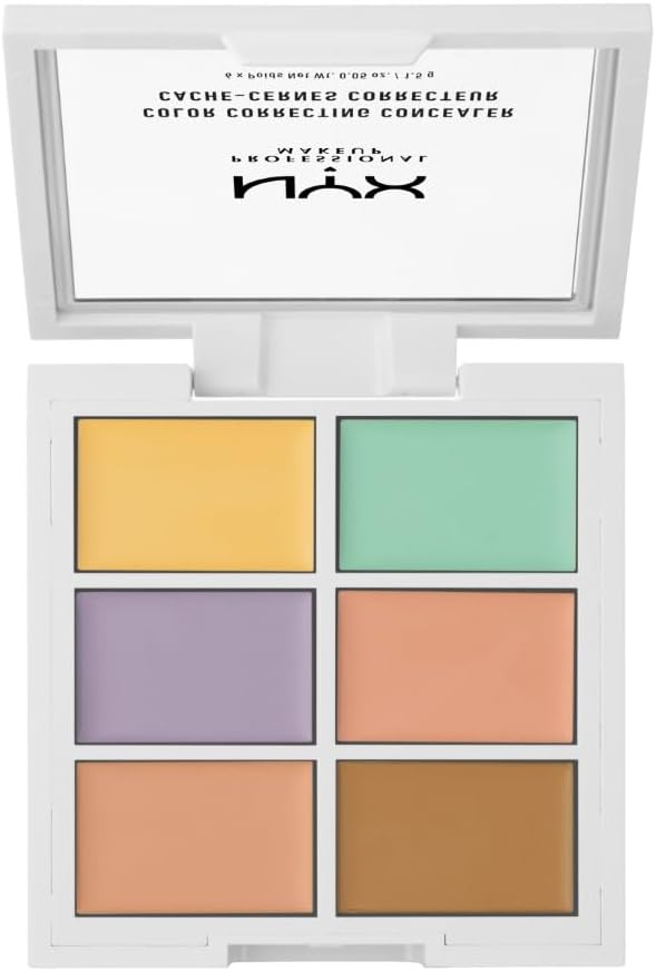 NYX Professional Makeup, Colour Correcting Palette, Concealing & Defining, Colour Correcting Concealer, Palette With Six Shades For Correcting And Concealing, Six blendable shades (green, purple, pink, orange, peach and yellow) for buildable coverage, Com