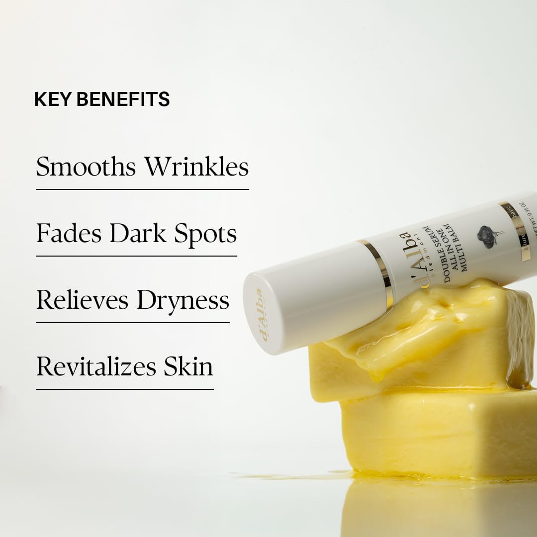d'Alba Italian White Truffle Double Serum All-in-one Multi Balm, Stick Balm, Vegan Skincare, 3-in-1 Treatment with White Truffles for Moisture and Wrinkle Improvement, Glowy Finish Serum Stick, Korean skincare (10g)