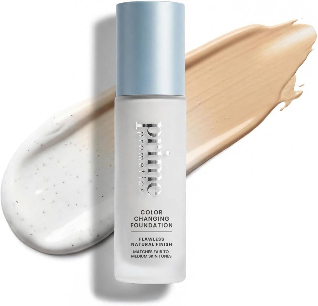 Prime Prometics Color Changing Foundation for Mature Women – Instantly Adapts to Your Skin Tone – Buildable Light-to-Medium Coverage – 12-Hour Wear – Natural Dewy Finish – Hypoallergenic
