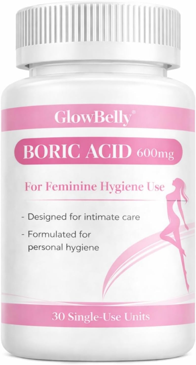 Boric Acid 600mg – 30 Count – Single Ingredient Formula by GlowBelly