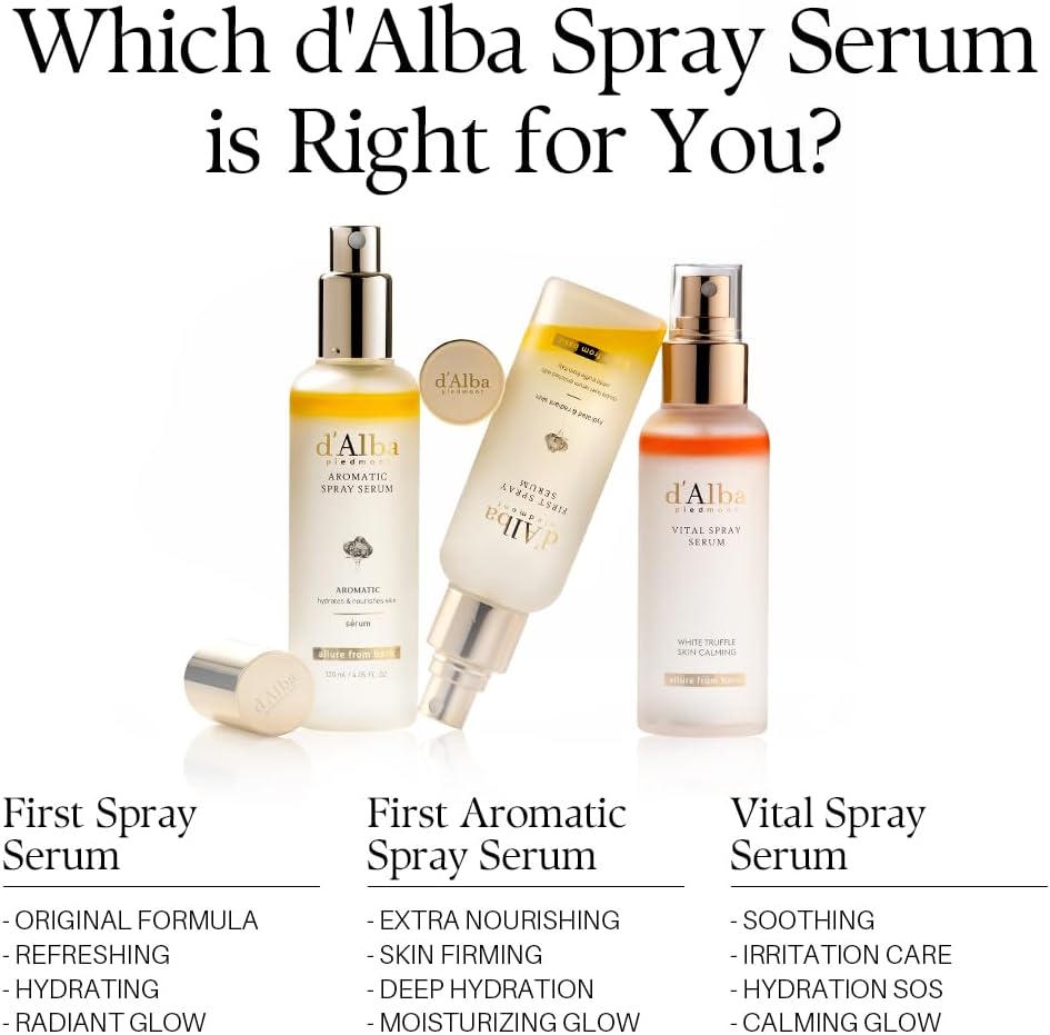 d'Alba Italian White Truffle First Spray Serum, Vegan Skin Care, Hydrating Face Moisturizer, Glow Serum for Radiant Skin, Non Comedogenic, All In One Mist, Korean skincare (100ml)