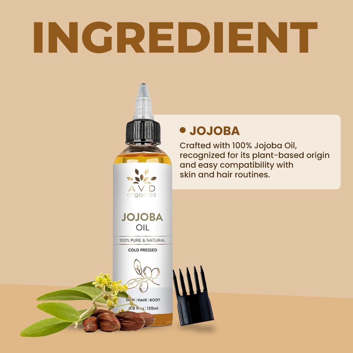 AVD Organics Rosemary Oil for Hair Growth Infused With Biotin, Jojoba & Castor Oil | Hair strengthening Treatment | Nourishing & Volumizing | Non GMO Verified 120ml (4fl oz)