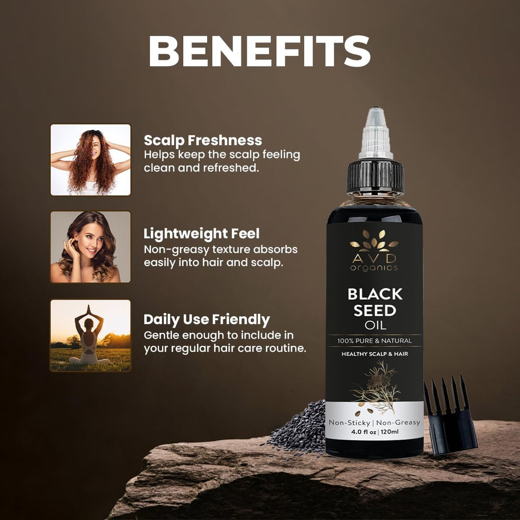 AVD Organics Rosemary Oil for Hair Growth Infused With Biotin, Jojoba & Castor Oil | Hair strengthening Treatment | Nourishing & Volumizing | Non GMO Verified 120ml (4fl oz)