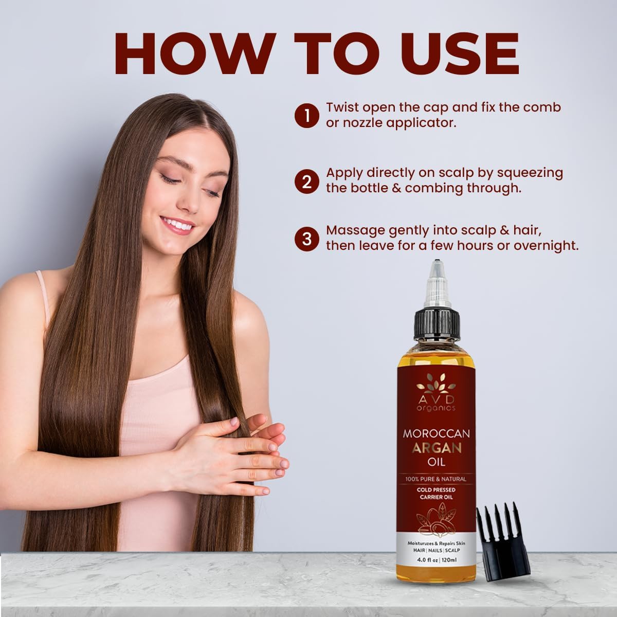AVD Organics Rosemary Oil for Hair Growth Infused With Biotin, Jojoba & Castor Oil | Hair strengthening Treatment | Nourishing & Volumizing | Non GMO Verified 120ml (4fl oz)