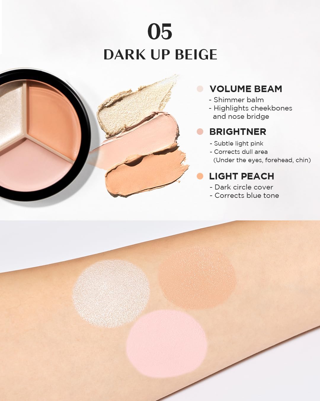 the SAEM Cover Perfection Triple Pot Concealer 01 Correct Beige