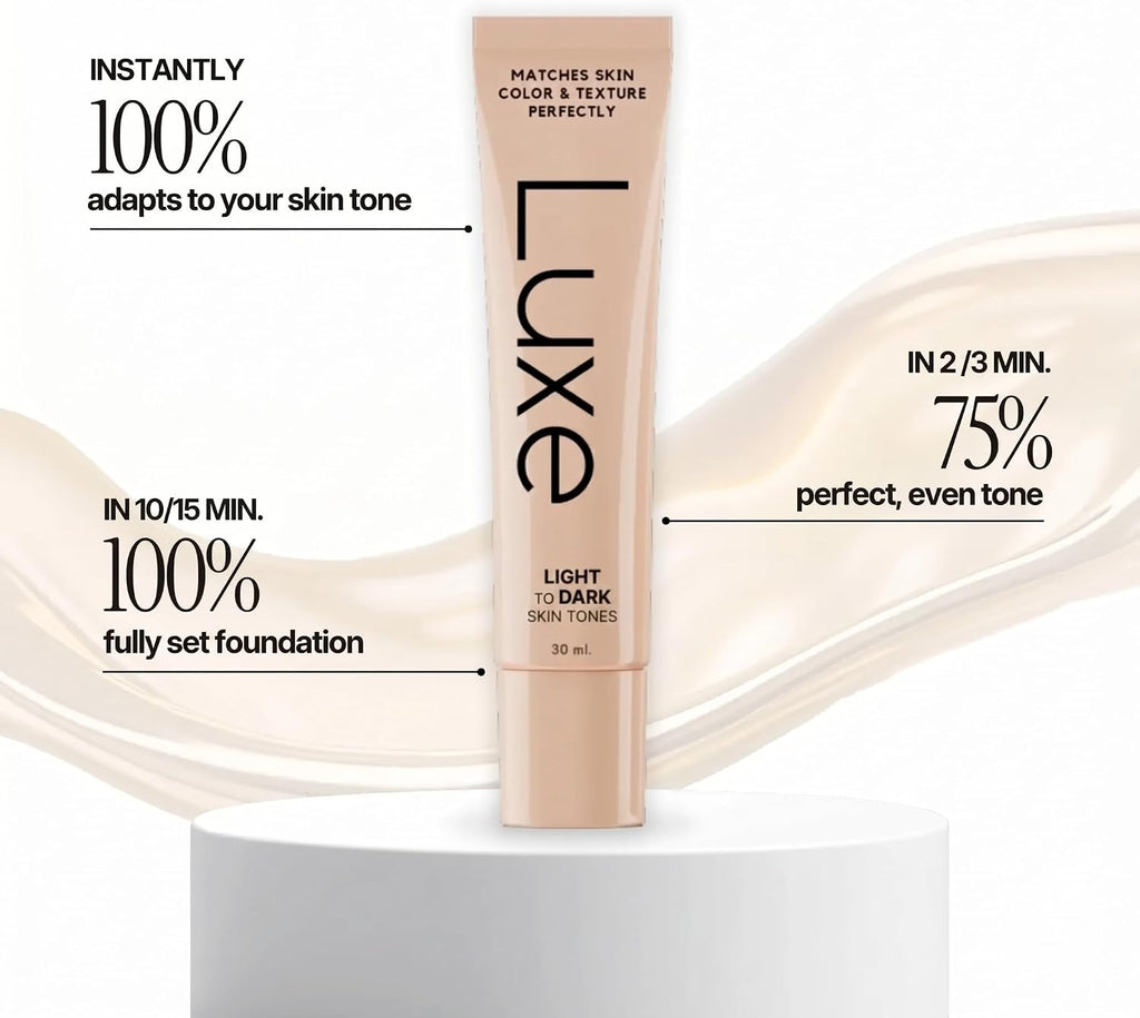 Luxe Color Changing Foundation for Women – Instantly Adapts to Your Skin Tone – Buildable Light-to-Medium Coverage – 12-Hour Wear – Natural Dewy Finish