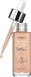 L’Oréal Paris, Serum Foundation, Hydrating & Smoothing, True Match Nude Plumping Serum, 30 ml, Shade: 3-4 Light-Medium
