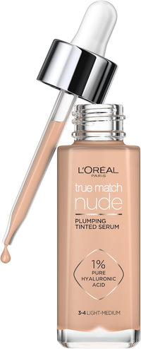L’Oréal Paris, Serum Foundation, Hydrating & Smoothing, True Match Nude Plumping Serum, 30 ml, Shade: 3-4 Light-Medium