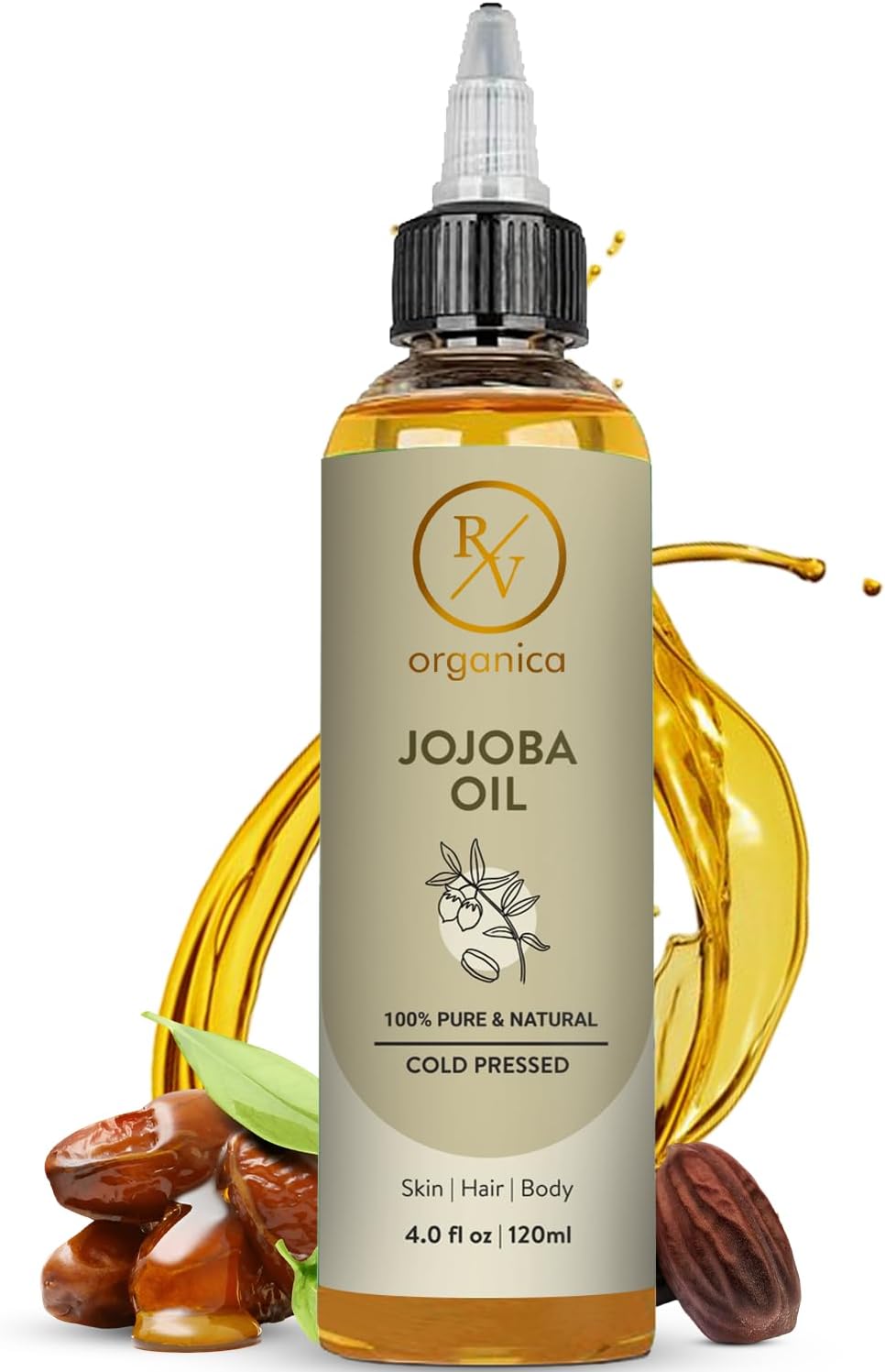 Jojoba Oil 120ml – 100% Pure Cold Pressed Jojoba Oil for Hair, Scalp & Nails | Unrefined, Hexane Free & Natural Moisturising Oil – 4.05 fl oz