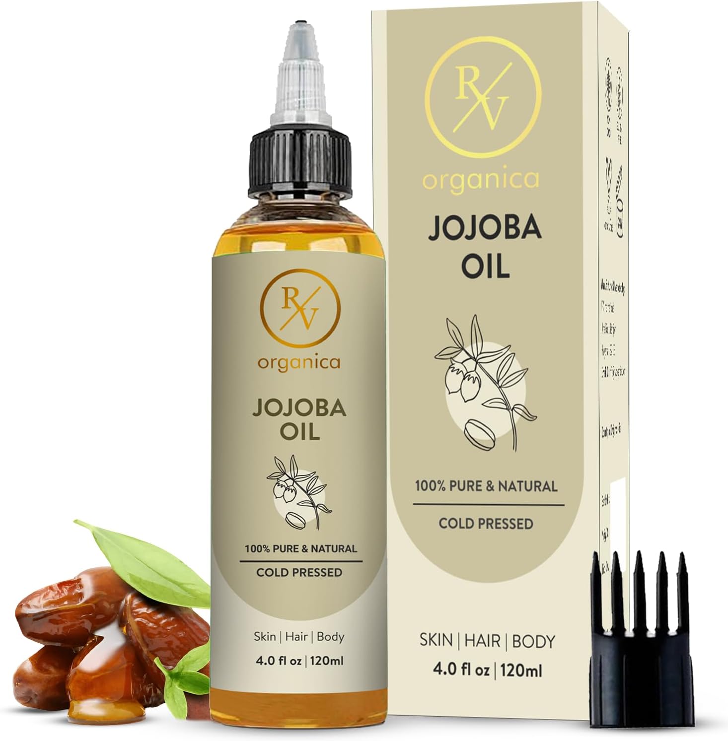 Jojoba Oil 120ml – 100% Pure Cold Pressed Jojoba Oil for Hair, Scalp & Nails | Unrefined, Hexane Free & Natural Moisturising Oil – 4.05 fl oz