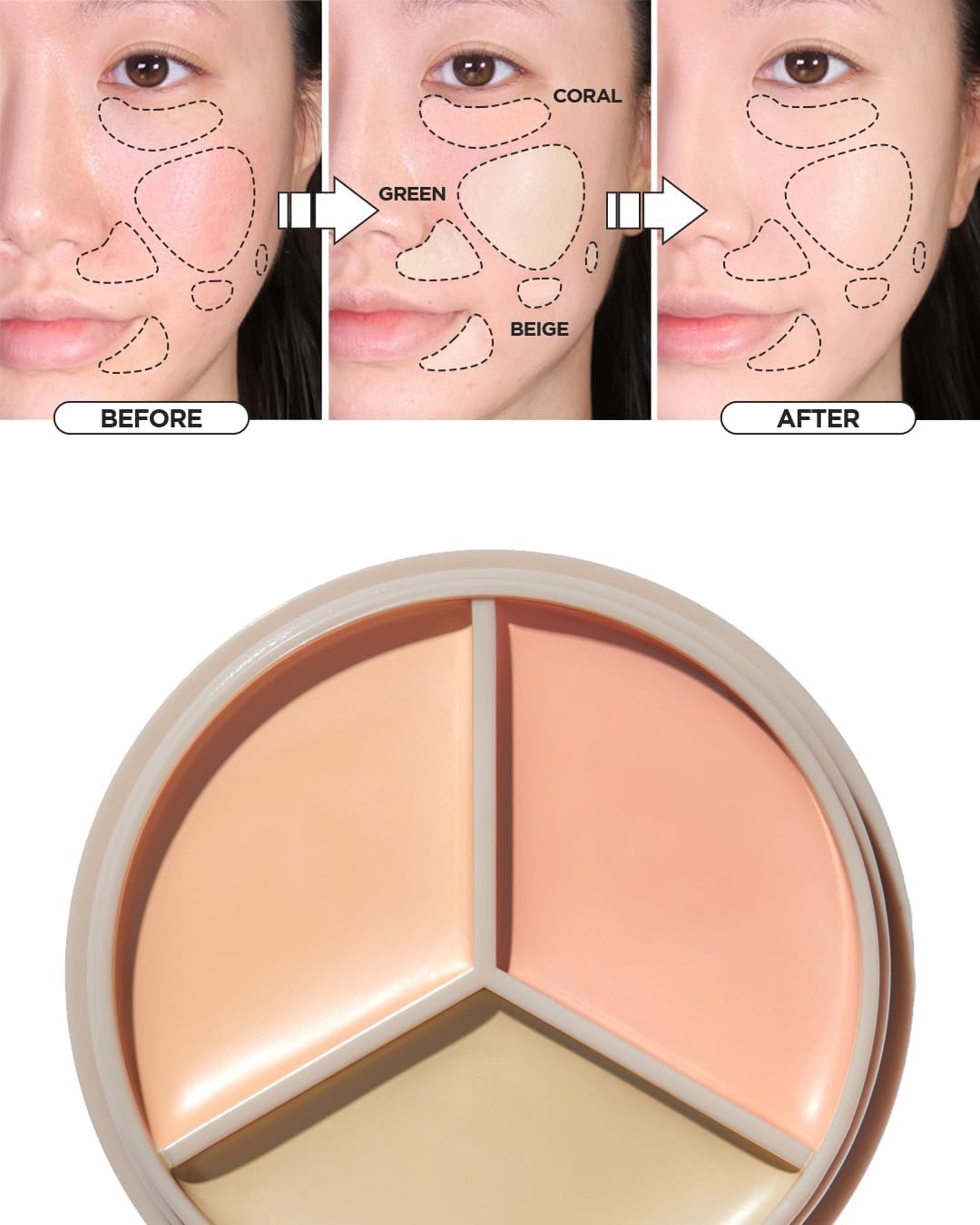 the SAEM Cover Perfection Triple Pot Concealer 01 Correct Beige