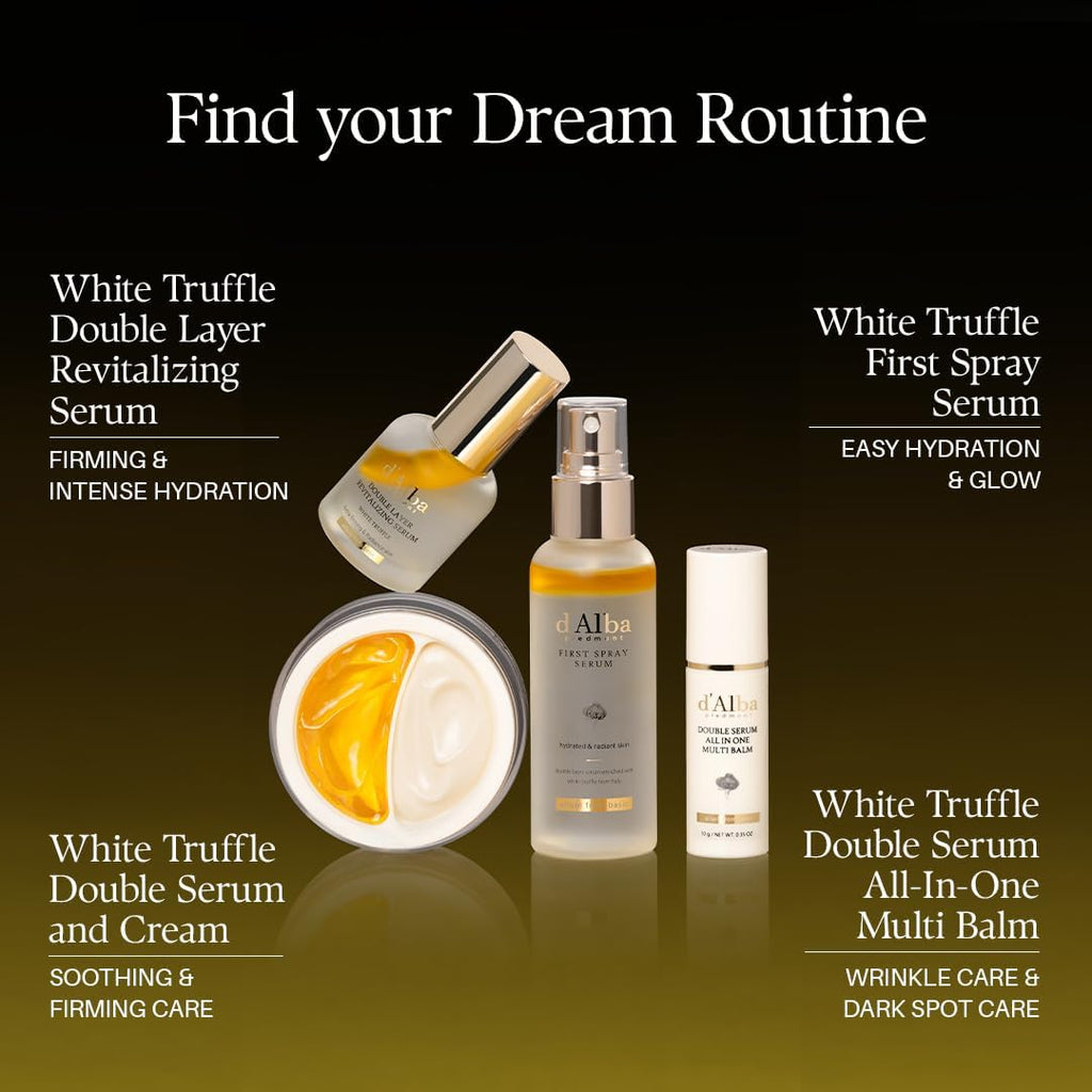 d'Alba Italian White Truffle Double Serum All-in-one Multi Balm, Stick Balm, Vegan Skincare, 3-in-1 Treatment with White Truffles for Moisture and Wrinkle Improvement, Glowy Finish Serum Stick, Korean skincare (10g)
