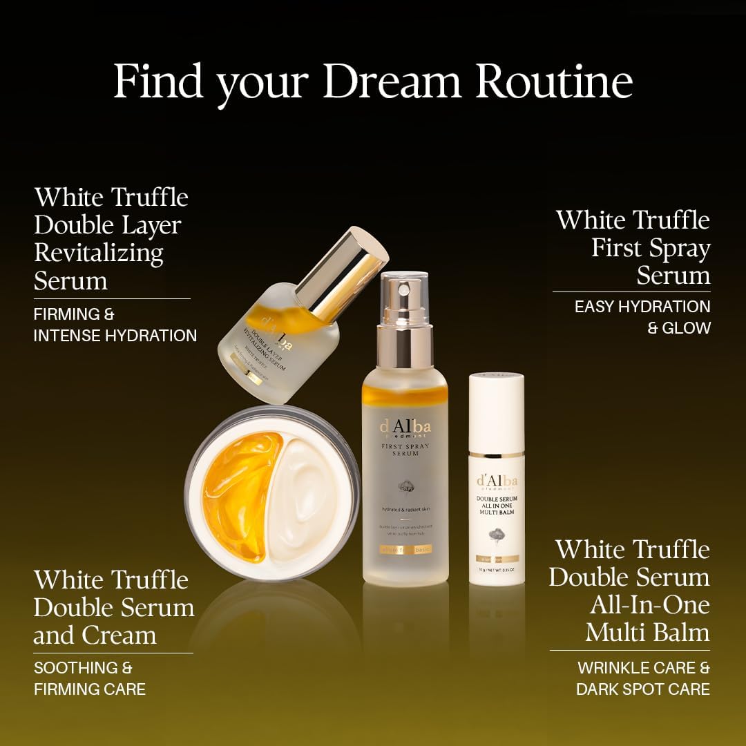 d'Alba Italian White Truffle Double Serum All-in-one Multi Balm, Stick Balm, Vegan Skincare, 3-in-1 Treatment with White Truffles for Moisture and Wrinkle Improvement, Glowy Finish Serum Stick, Korean skincare (10g)