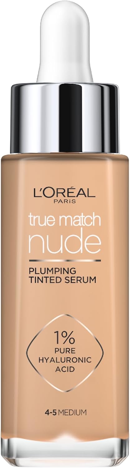 L’Oréal Paris, Serum Foundation, Hydrating & Smoothing, True Match Nude Plumping Serum, 30 ml, Shade: 3-4 Light-Medium