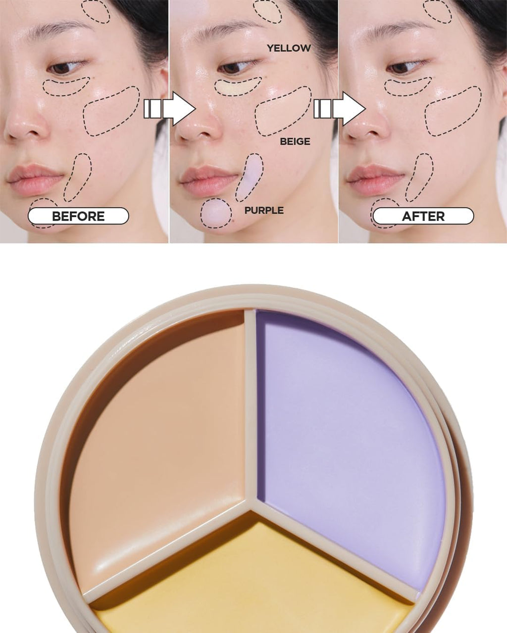 the SAEM Cover Perfection Triple Pot Concealer 01 Correct Beige