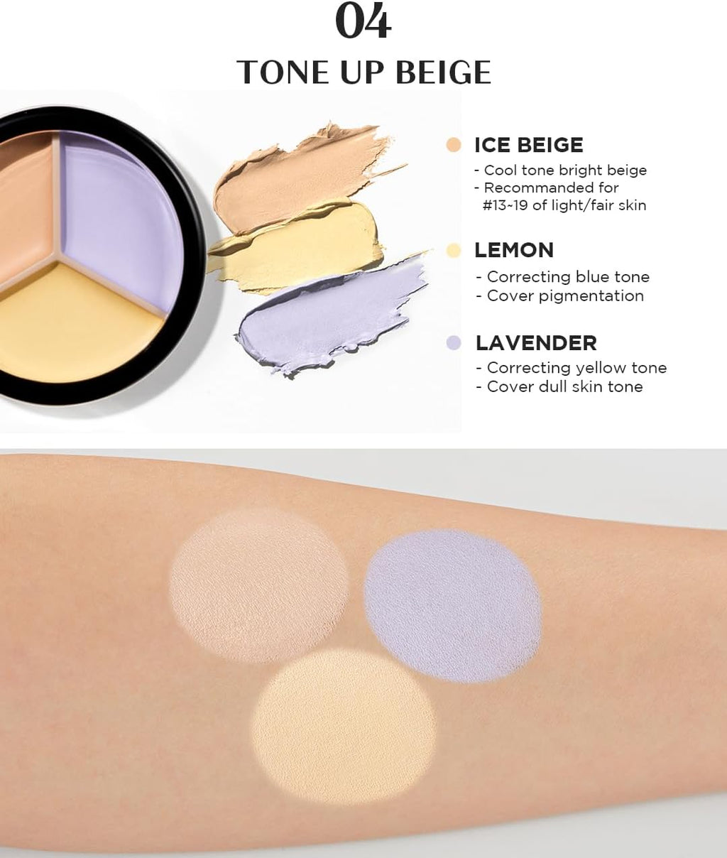 the SAEM Cover Perfection Triple Pot Concealer 01 Correct Beige