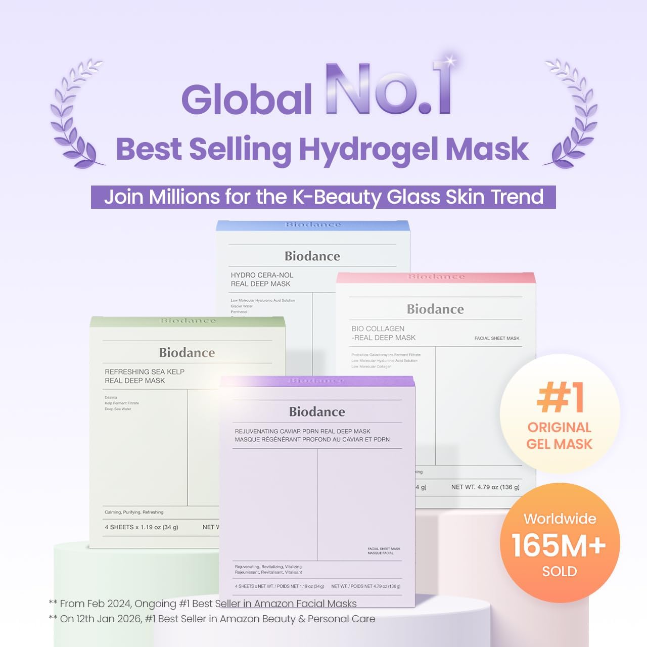 BIODANCE Bio-Collagen Real Deep Mask, Hydrating Overnight Hydrogel Mask, Pore Minimizing, Elasticity, Plumping Improvement, Korean Skincare | 1.19oz(34g) x 4ea
