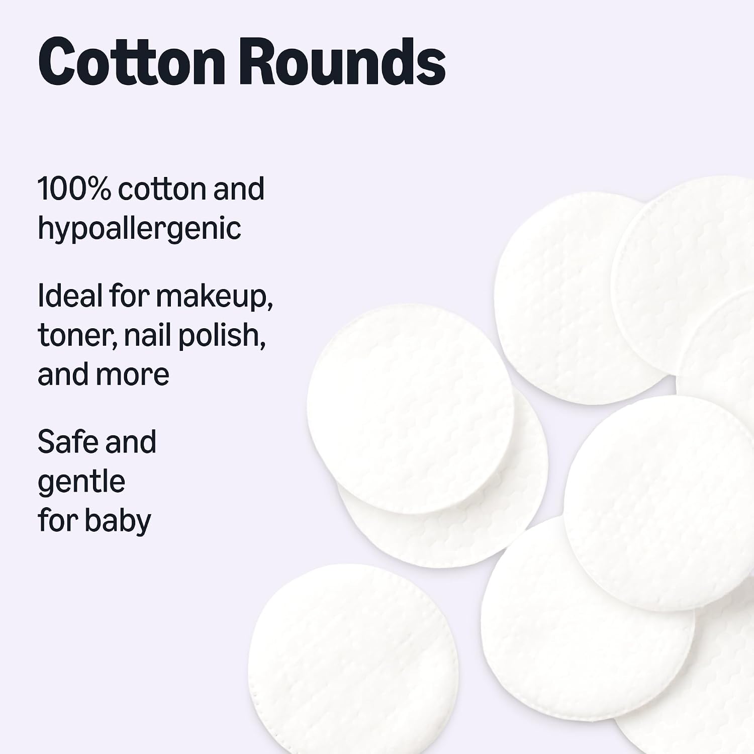 Amazon Basics Hypoallergenic Cotton Rounds for Makeup Removal and Skincare, 100 Count, 1 Pack