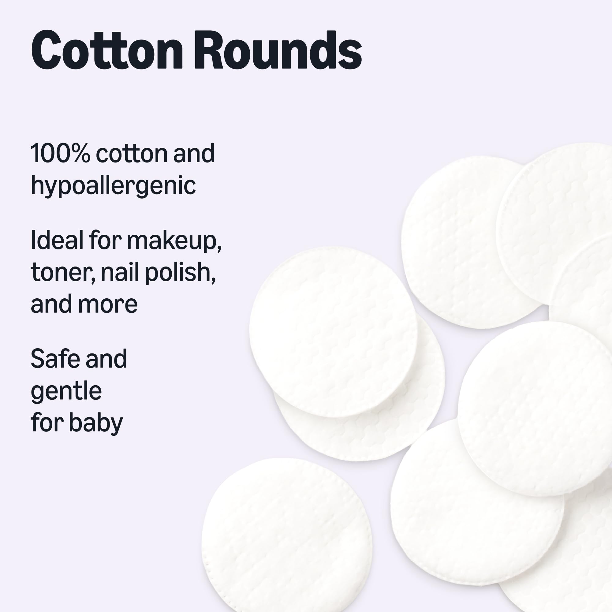 Amazon Basics Hypoallergenic Cotton Rounds for Makeup Removal and Skincare, 100 Count, 1 Pack