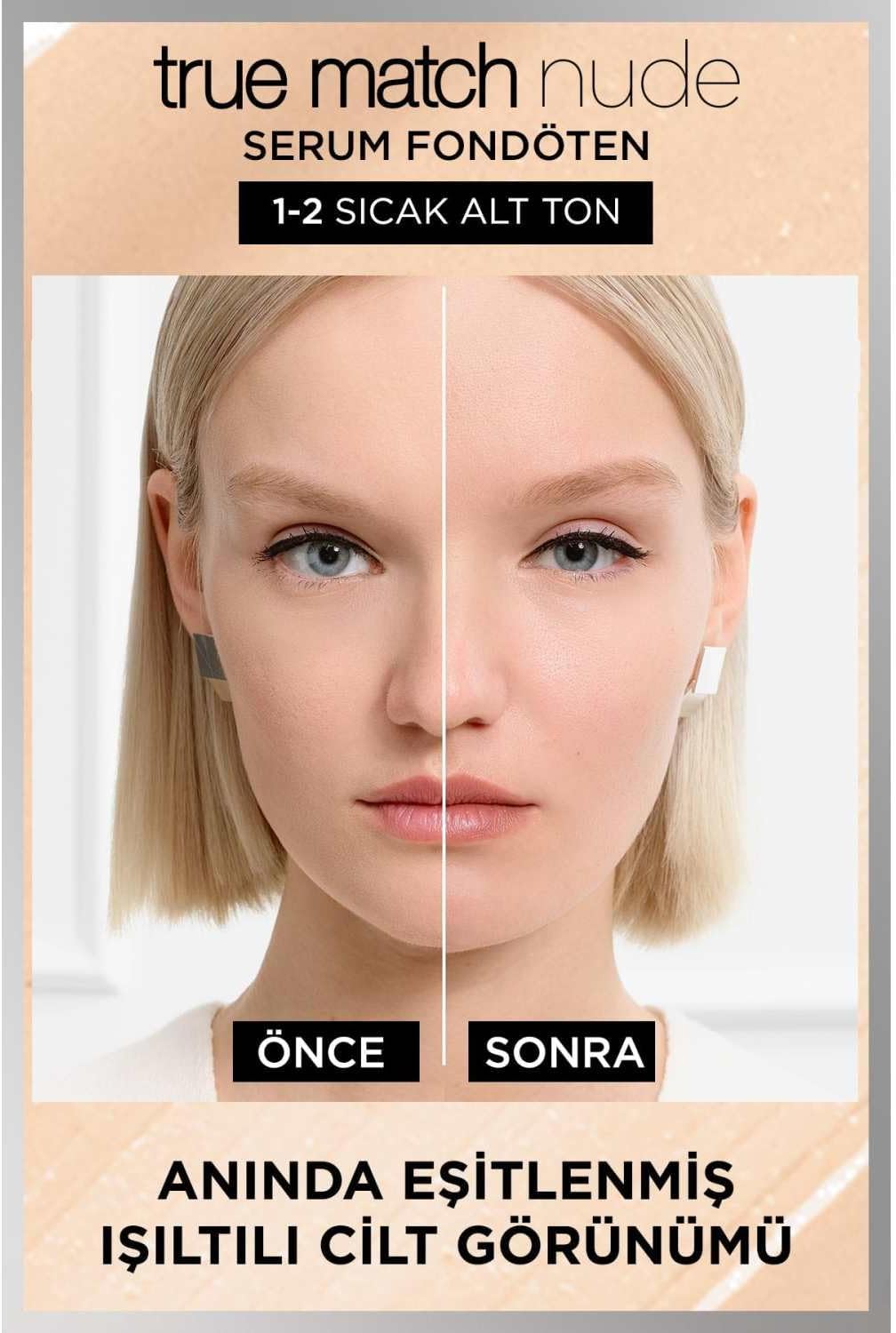 L’Oréal Paris, Serum Foundation, Hydrating & Smoothing, True Match Nude Plumping Serum, 30 ml, Shade: 3-4 Light-Medium