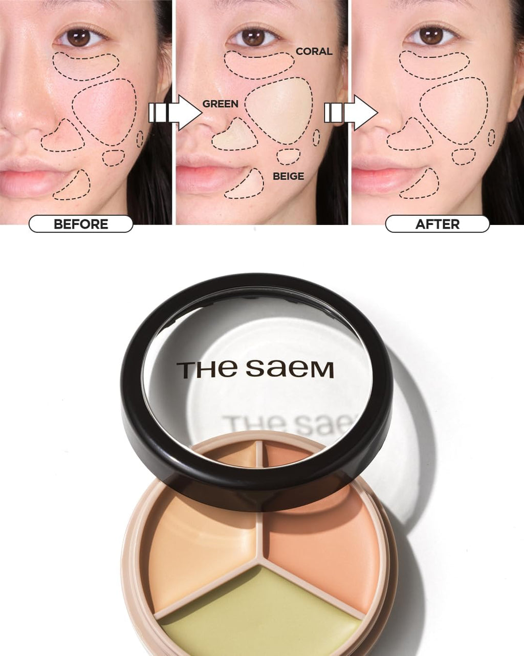 the SAEM Cover Perfection Triple Pot Concealer 01 Correct Beige