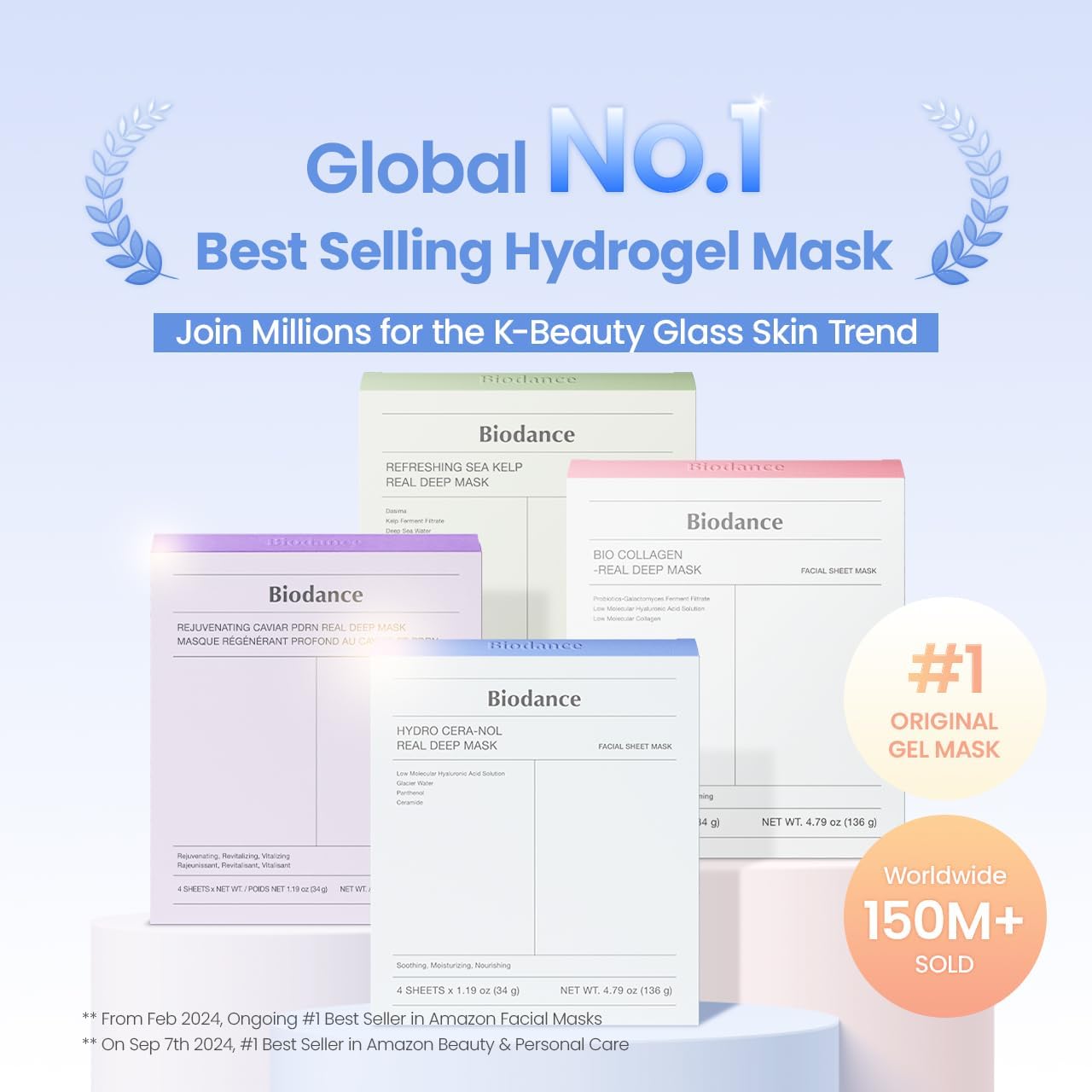 BIODANCE Bio-Collagen Real Deep Mask, Hydrating Overnight Hydrogel Mask, Pore Minimizing, Elasticity, Plumping Improvement, Korean Skincare | 1.19oz(34g) x 4ea