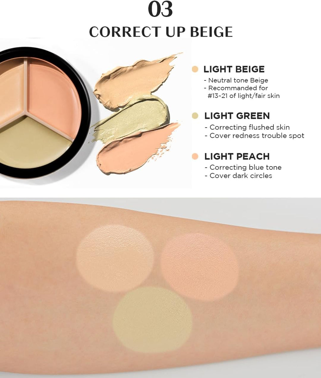 the SAEM Cover Perfection Triple Pot Concealer 01 Correct Beige