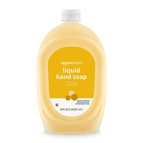 Amazon Basics Gentle & Mild Clear Liquid Hand Soap Refill, Triclosan-Free, Dermatologist-Tested, pH Balanced, Cruelty-Free, 50 Fluid Ounces, 1-Pack (Previously Solimo)